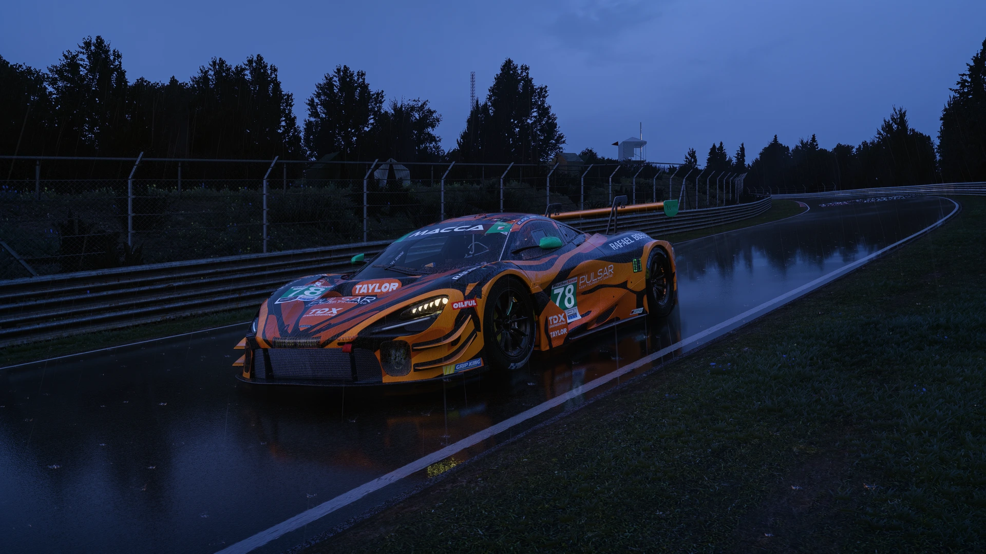 Blue Hour Rain — McLaren in-game photograph on Nordschleife